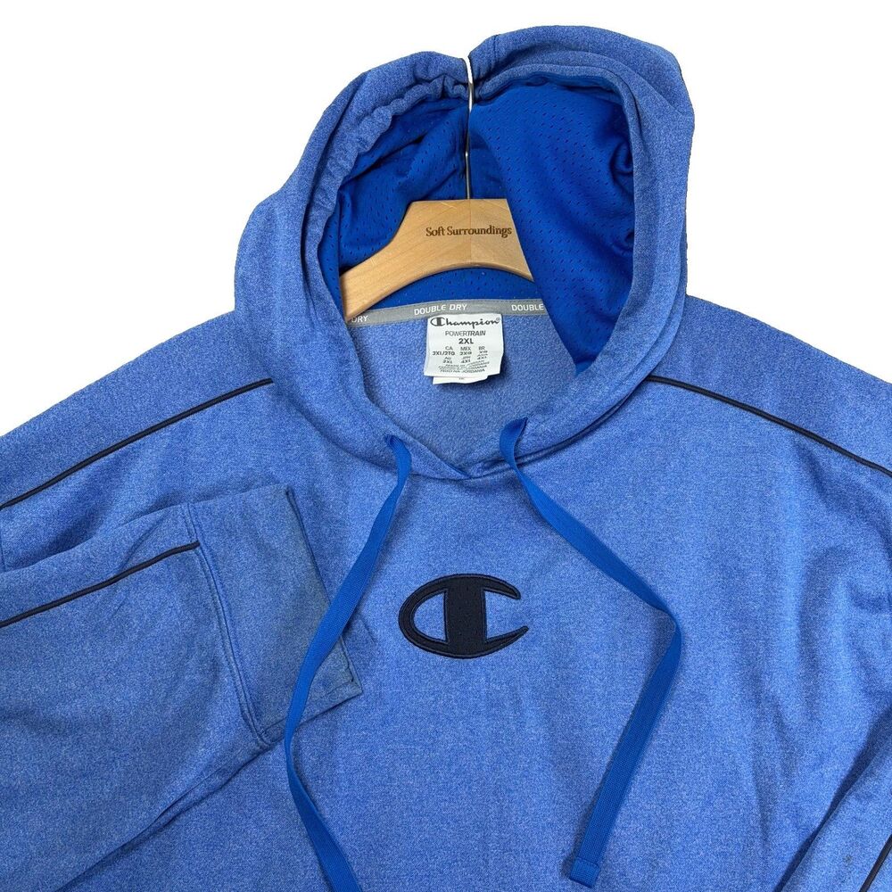 Champion Powertrain Hoodie Mens 2XL Double Dry Blue Activewear Gym Running